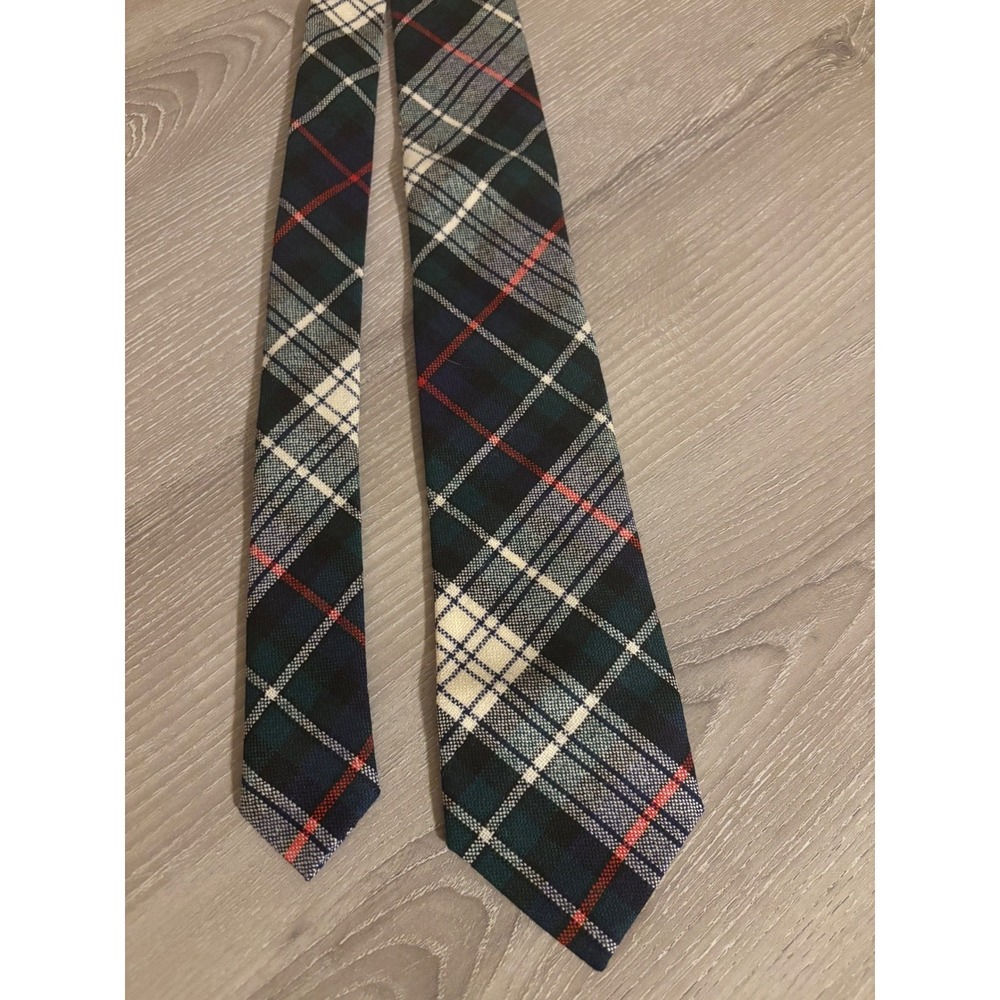 Mackenzie Tartan Plaid Wool Tie Made in Scotland Navy Green Red Men's Necktie
